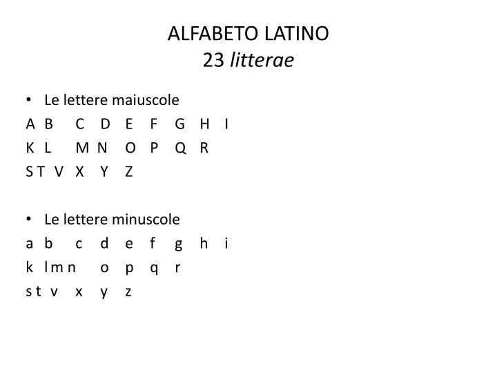 alfabeto latino 23 litterae