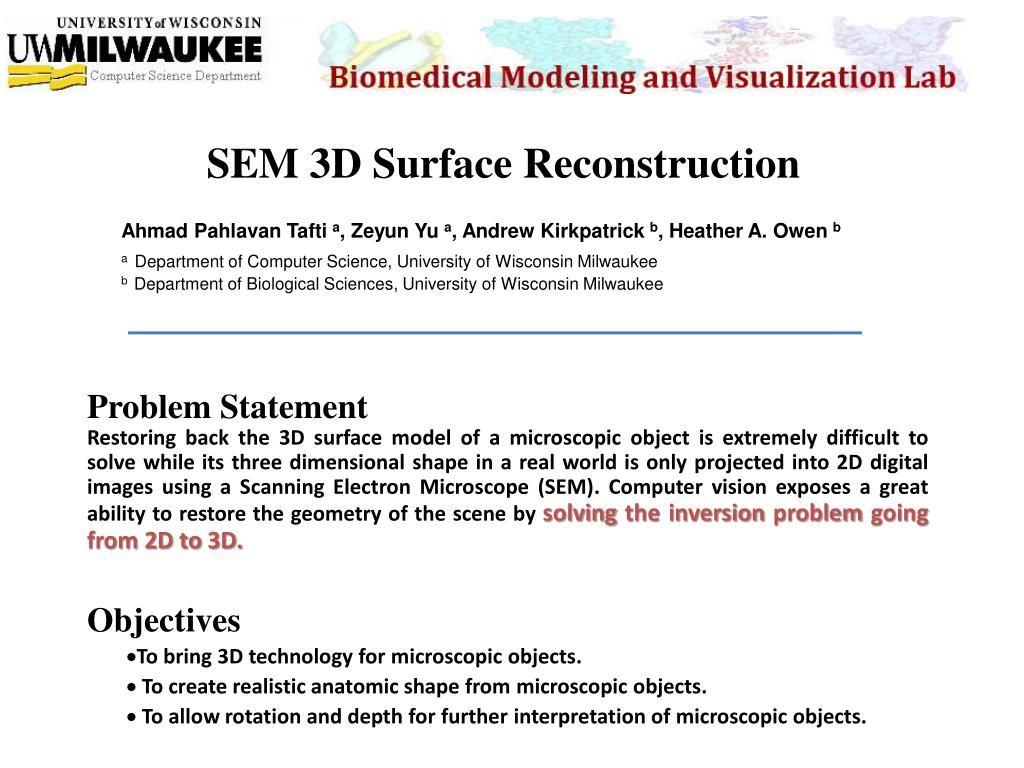 PPT - Advanced 3D Surface Reconstruction from SEM Images of Microscopic ...