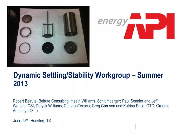dynamic settling stability workgroup summer 2013