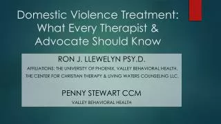 Domestic Violence Treatment: What Every Therapist &amp; Advocate Should Know