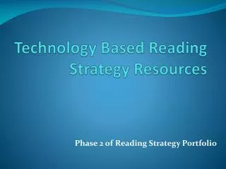 Technology Based Reading Strategy Resources