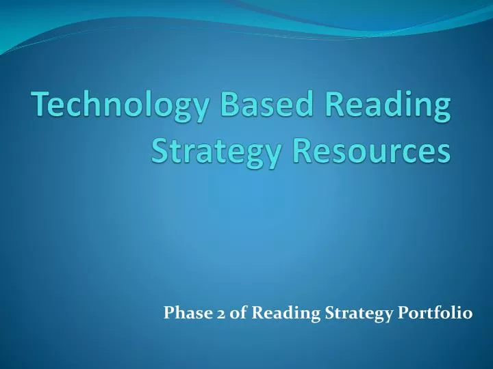 technology based reading strategy resources