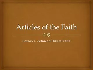 Articles of the Faith