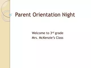 Parent Orientation Night