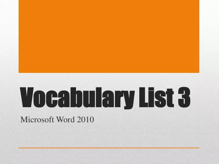 vocabulary list 3