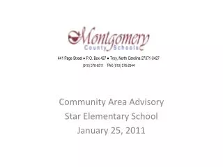 Community Area Advisory Star Elementary School January 25, 2011