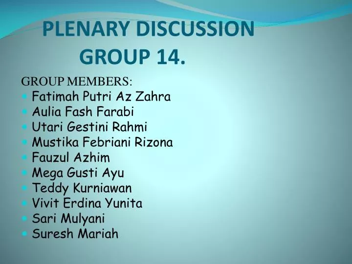 plenary discussion group 14
