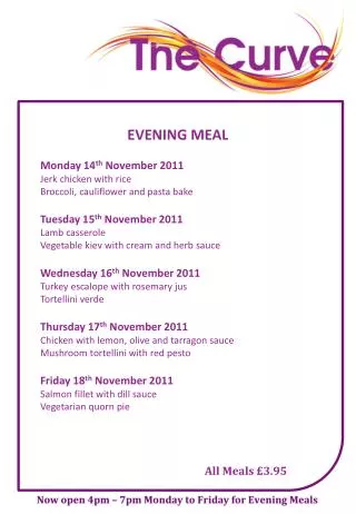 EVENING MEAL Monday 14 th November 2011 Jerk chicken with rice