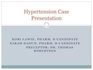 Hypertension Case Presentation