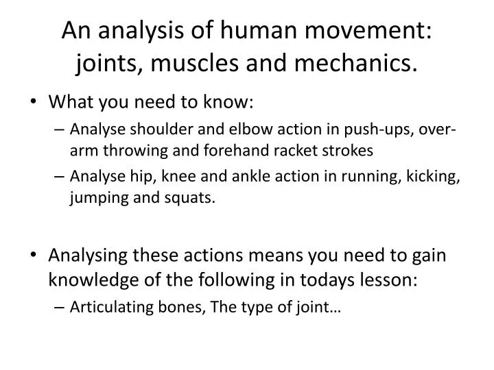 an analysis of human movement joints muscles and mechanics