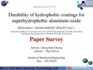 Durability of hydrophobic coatings for superhydrophobic aluminum oxide
