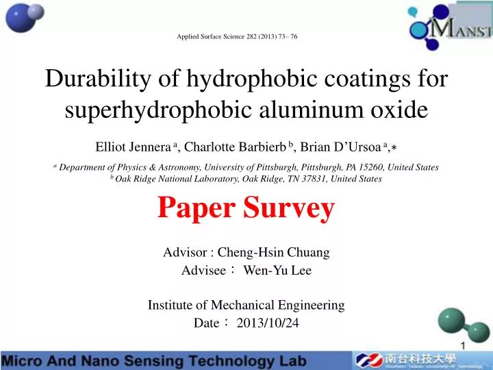 durability of hydrophobic coatings for superhydrophobic aluminum oxide