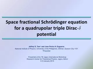 Space fractional Schrödinger equation for a quadrupolar triple Dirac - potential