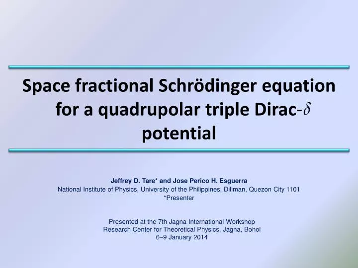space fractional schr dinger equation for a quadrupolar triple dirac potential