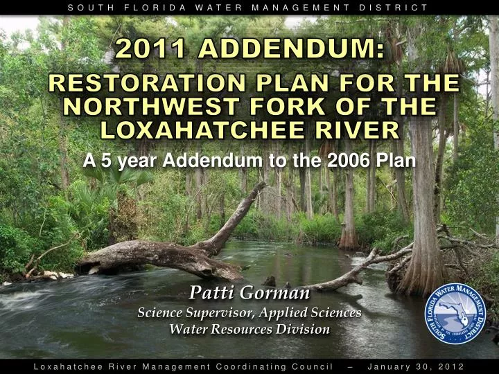 restoration plan for the northwest fork of the loxahatchee river