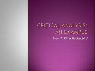 Critical Analysis: An Example