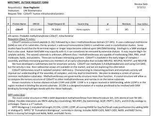 Requestor(s ):	 Dave Pagliarini Institution:	UW Biochemistry