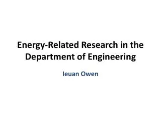 Energy-Related Research in the Department of Engineering
