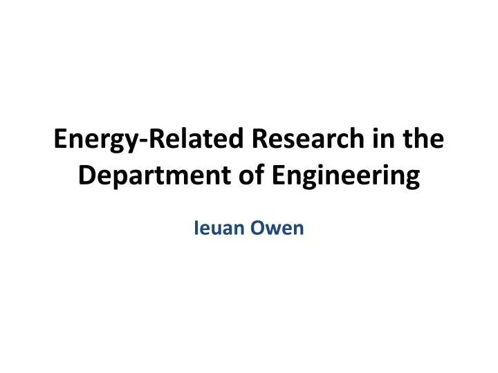 energy related research in the department of engineering