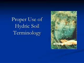 Proper Use of Hydric Soil Terminology