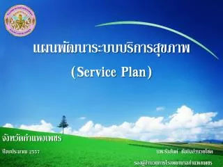 แผนพัฒนาระบบบริการสุขภาพ ( Service Plan )