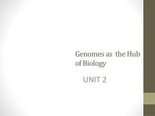 Genomes as the Hub of Biology