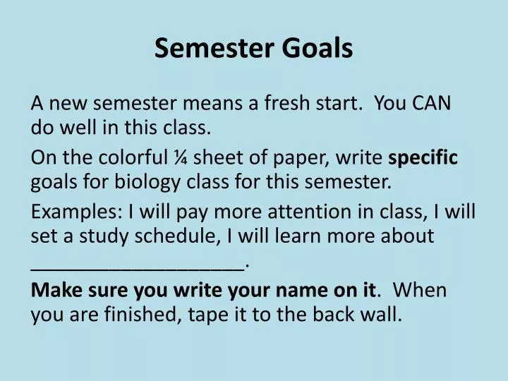 semester goals