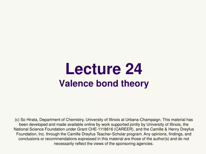 lecture 24 valence bond theory