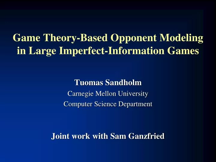 game theory based opponent modeling in large imperfect information games