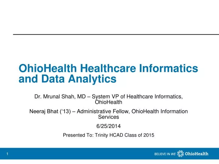 ohiohealth healthcare informatics and data analytics