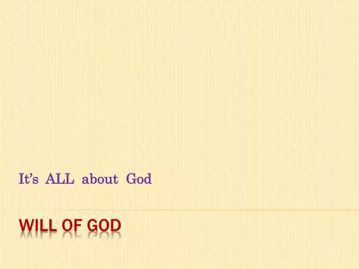 it s all about god
