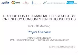 PRODUCTION OF A MANUAL FOR STATISTICS ON ENERGY CONSUMPTION IN HOUSEHOLDS