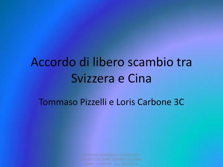 accordo di libero scambio tra svizzera e cina