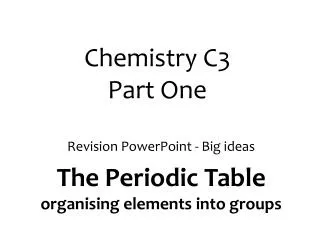 Chemistry C3 Part One