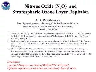 Nitrous Oxide (N 2 O ) and Stratospheric Ozone Layer Depletion
