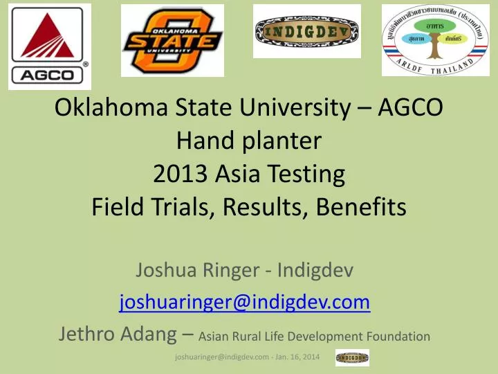 oklahoma state university agco hand planter 2013 asia testing field trials results benefits