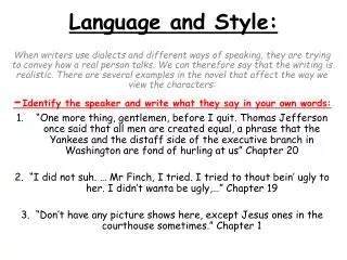 Language and Style: