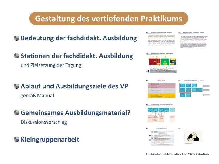 gestaltung des vertiefenden praktikums