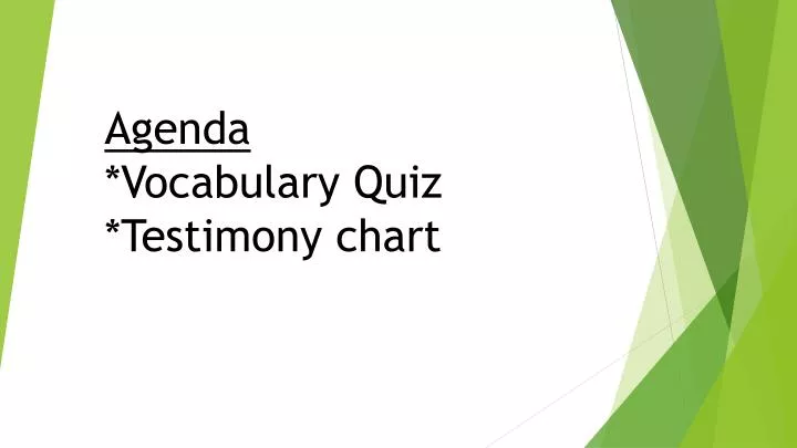 agenda vocabulary quiz testimony chart