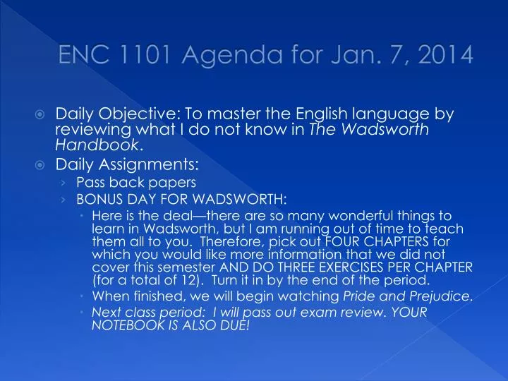 enc 1101 agenda for jan 7 2014