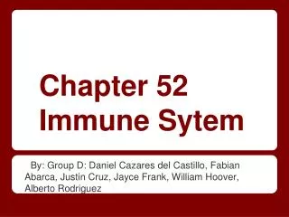 Chapter 52 Immune Sytem