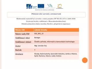 Elektronický materiál byl vytvořen v rámci projektu OP VK CZ.1.07/1.1.24/01.0040