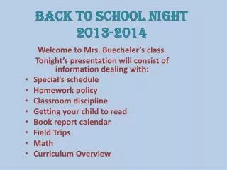 Back to School Night 2013-2014