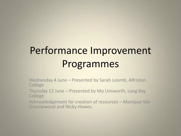 performance improvement programmes