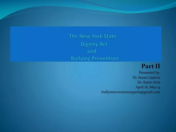 the new york state dignity act and bullying prevention