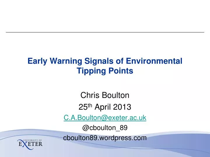 early warning signals of environmental tipping points