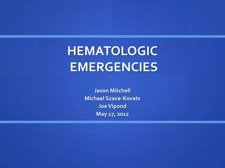 hematologic emergencies