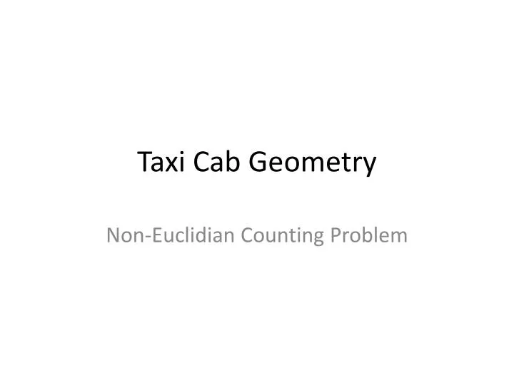 taxi cab geometry