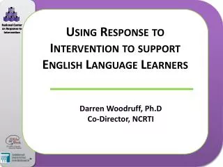 Using Response to Intervention to support English Language Learners