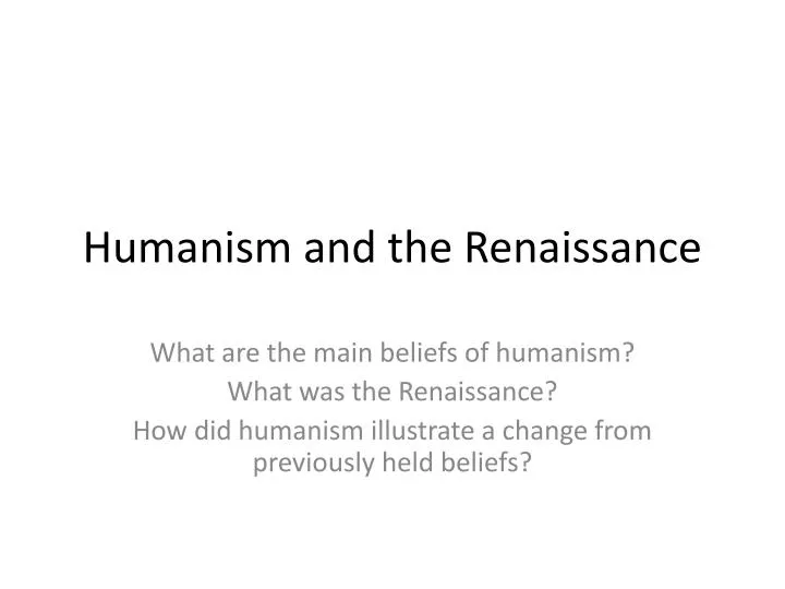 humanism and the renaissance